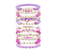 XFSRG 11 Pezzi Braccialetti Dell'amicizia Set con Lettere e Perline Rotonde Set Dell'amicizia Lettere Braccialetti con Perline Heishi (Set E)