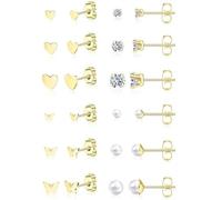 XFSRG 12 Pairs Orecchini Set per Donna in Acciaio Inossidabile con Zirconi Perle Cuore Farfalla Stile Elegante e Dolce Idea Regalo Perfetta per Ogni Occasione