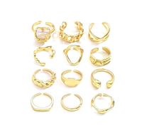 XFSRG 12 Pezzi Anelli Donna Geometria Semplice Lusso Leggero Anello Personalità Regolabile Accessori alla Moda