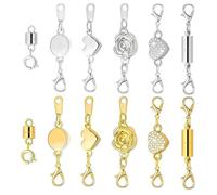 XFSRG 12 Pezzi Chiusura Magnetica Chiusure di Aragosta Magnetica a Forma di Cuore Fiore Rotondo e Tubolare per la Collana del Braccialetto Gioielli Decor DIY (Set 1)