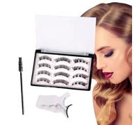XFSRG 12 Pezzi Ciuffetti Ciglia Magnetiche Naturali Con Piegaciglia Kit Extension Ciglia Senza Aderenza Magnetic Eyelashes Set Regali Eleganti Per Donna(Nero)
