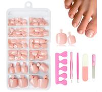 XFSRG 120 Pezzi Unghie Finte Piedi 11 Misure Unghie Finte Piedi Nail Form Riutilizzabile con 5 Accessori per Manicure per Decorazioni Donna Manicure (01)