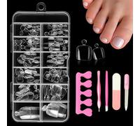 XFSRG 120 Pezzi Unghie Finte Piedi 11 Misure Unghie Finte Piedi Nail Form Riutilizzabile con 5 Accessori per Manicure per Decorazioni Donna Manicure (17)