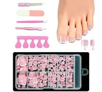 XFSRG 120 Pezzi Unghie Finte Piedi 12 Misure Unghie Finte Piedi Nail Form Riutilizzabile con 5 Accessori per Manicure per Manicure DIY Salon Donne Ragazze (B9)