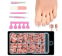 XFSRG 120 Pezzi Unghie Finte Piedi 12 Misure Unghie Finte Piedi Nail Form Riutilizzabile con 5 Accessori per Manicure per Manicure DIY Salon Donne Ragazze (B4)