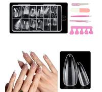 XFSRG 120 Pezzi Unghie Trasparenti Ultra Corti Super Sottili e Invisibili Smerigliato Nail Tips Corte con 5 Accessori per Manicure per Donne Saloni e Estetista (Goccia)