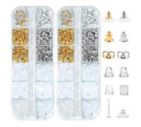 XFSRG 1200 Pezzi Chiusura Orecchini a Perno Chiusure Sicure per Ferma a Perno in Silicone Supporti Orecchini Set 12 Modelli Assortiti con Scatola Organizer per Gioielli Donna