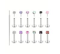 XFSRG 13 Pezzi Piercing Naso Set Verticale Brillantino Nostril Anello Septum Piercing con Cubic Zirconia Gioielli per Uomini Donne