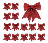 XFSRG 15 Pezzi Fiocchi di Natale Fiocchi Albero di Natale Fiocco Decorativo Natalizio Grande Glitterati Fiocco Decorativi Nastro Fiocchetti Nastro Ghirlanda Natalizia Decorazioni Natalizie (Rosso)
