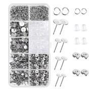 XFSRG 1800 Pezzi Orecchini Kit Fare 4/5/6/8MM Post Pad Pali Piatto Orecchino con Chiusura a Farfalla Ipoallergenici per Creazione di Gioielli Fai Da Te (Set 2)
