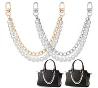XFSRG 2 Catene Di Estensione Per Borse Con Perle Doppio Strato Lucenti e Catena In Metallo Dorato Gancio Rimovibile Accessorio Elegante per Borse Tracolle Cintura Moda