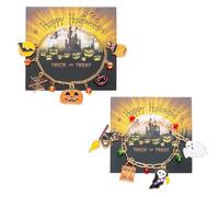 XFSRG 2 Paia Bracciale di Halloween Braccialetti di Halloween di Pipistrello Spettrale della Zucca Fantasma Gioielli Impilabili per Donne (Oro-2)