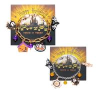 XFSRG 2 Paia Bracciale di Halloween Braccialetti di Halloween di Pipistrello Spettrale della Zucca Fantasma Gioielli Impilabili per Donne (Oro-1)