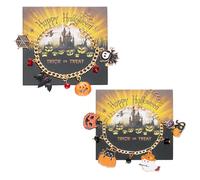 XFSRG 2 Paia Bracciale di Halloween Braccialetti di Halloween di Pipistrello Spettrale della Zucca Fantasma Gioielli Impilabili per Donne (Oro-4)