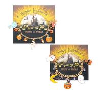 XFSRG 2 Paia Bracciale di Halloween Braccialetti di Halloween di Pipistrello Spettrale della Zucca Fantasma Gioielli Impilabili per Donne (Oro-3)