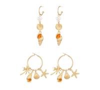 XFSRG 2 Paia Orecchini con Conchiglie e Stella Marina da Spiaggia Orecchino Set Dorati in Lega Leggera Boho Eleganti Beach Gioielli per Donna Ragazze