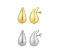 XFSRG 2 Paia Orecchini Donna 18K Oro Argento Orecchini a Goccia d'acqua Chunky Cerchio Dorati Grandi Anallergici Gioielli Regalo Orecchini alla Moda per Ragazza Bambina