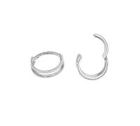 XFSRG 2 PCS Orecchini a Doppio Cerchio per Donna con Zirconi Orecchini a Doppio Strato Gioielli Alla Moda Accessori Versatili per Quotidiano e Party （Argento）