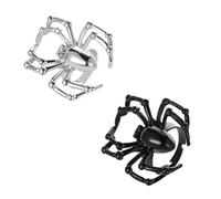 XFSRG 2 Pezzi Anelli Ragno Gotico Regolabile Aperti Anelli Vintage Personalità Regalo Halloween per Gioielli per Donna e Uomo (Argento + Nero)