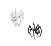 XFSRG 2 Pezzi Anelli Ragno Gotico Regolabile Aperti Anelli Vintage Personalità Regalo Halloween per Gioielli per Donna e Uomo (Bianco + Nero)