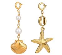 XFSRG 2 Pezzi Bikini Ciondolo Stella Marina Conchiglia Elegante Accessorio da Spiaggia Estivo Stile Unico per Donna (Oro 1)