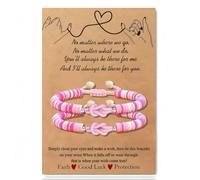 XFSRG 2 Pezzi Bracciale Amicizia Nodo Infinito e Fogli di Argilla Polimerica Braccialetti Regolabili Intrecciato Boho Braccialetto Regali di Coppia per Sorella Migliore Amica