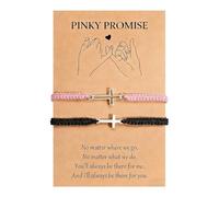 XFSRG 2 Pezzi Bracciale Croce Gesù Bracciale con Regolabile Braccialetto Intrecciato Croce Coppia Amicizia Promessa con Cartoncino (Rosso + Nero)