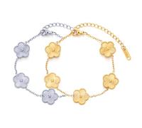 XFSRG 2 Pezzi Bracciale Donna 18K Quadrifoglio Portafortuna Eleganti Regolabile Gioielli Regali per Ragazze Amicizia Compleanno(Oro + Argento)