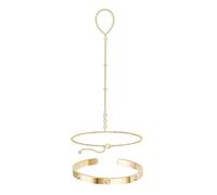 XFSRG 2 Pezzi Bracciale in con Anello Bracciale con Sbrillante Zirconi Placcato Oro 14K Gioiello Corpo Elegante Gioiello Estivo Alla Moda per Donne e Ragazze (Oro 3)