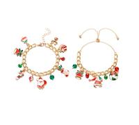XFSRG 2 Pezzi Bracciale Natale Donna Braccialetti Natalizi con Charm Catena Regolabile Bracciale Natalizio con Ciondoli Festivi Gioielli Invernali Accessori per Feste (A)