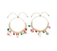 XFSRG 2 Pezzi Bracciale Natale Donna Braccialetti Natalizi con Charm Catena Regolabile Bracciale Natalizio con Ciondoli Festivi Gioielli Invernali Accessori per Feste (B)