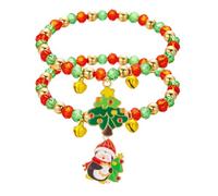 XFSRG 2 Pezzi Bracciale Natalizio Donna Babbo Ciondolo Babbo Natale Perline Colorate Braccialetto Raffinato Accessorio Festivo Alla Moda