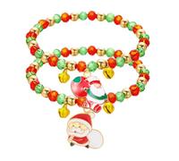 XFSRG 2 Pezzi Bracciale Natalizio Donna Babbo Ciondolo Babbo Natale Perline Colorate Braccialetto Raffinato Accessorio Festivo Alla Moda