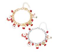 XFSRG 2 Pezzi Bracciale Natalizio Donna Natale Donna con Charm Festivi Catena Regolabile Bracciale per Charm Gioielli Natalizi Accessori Festivi Decorazione Invernale (D)