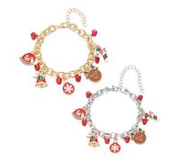 XFSRG 2 Pezzi Bracciale Natalizio Donna Natale Donna con Charm Festivi Catena Regolabile Bracciale per Charm Gioielli Natalizi Accessori Festivi Decorazione Invernale (B)