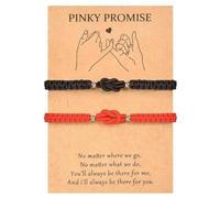 XFSRG 2 Pezzi Bracciali Coppia Braccialetti Amicizia Creativo Braccialetto Regolabile Intrecciato a Mano Regalo per Coppia San Valentino Lui Lei Fidanzata Fidanzato (Nero + Rosso)