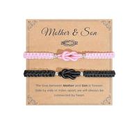 XFSRG 2 Pezzi Bracciali per partner Braccialetti corda Kabbala Braccialetto Portafortuna Regolabile a Mano Regalo per Madre Figlia Figlio e Famiglia