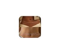 XFSRG 2 Pezzi Catena di Vita Donna Catena a Pancia Boho Body Chain Regolabile Bikini Sexy in Vita Estiva Spiaggia Cintura Scintillante Corpo Impermeabile Gioielli per il Corpo Accessorio Party
