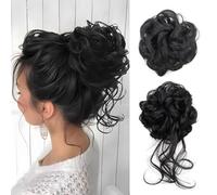 XFSRG 2 Pezzi Chignon Finto per Capelli Riccio Ondulato Chignon Facile Elastici Chignon Finti Sintetica Spessi Updo per Donne Ragazze (Nero)