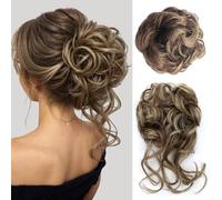 XFSRG 2 Pezzi Chignon Finto per Capelli Riccio Ondulato Chignon Facile Elastici Chignon Finti Sintetica Spessi Updo per Donne Ragazze (Marrone chiaro)