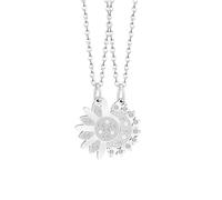 XFSRG 2 Pezzi Collana Sole e Luna Design per Coppia Mamma Figlia Regolabili Collana Acciaio Inossidabile Con Zirconi Elegante Gioielli per Compleanno San Valentino