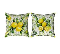 XFSRG 2 Pezzi Copricuscini 45x45cm in Poliestere con Stampa di Limoni per Divano e Esterno Federe Cuscini Decorativi (Bianco, Limone, 45x45cm)