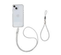 XFSRG 2 Pezzi Cordino per Cellulare Brillante Design Elegante Laccio Regolabile da Collo per Donna Accessorio Moda Tracolla Porta Telefono Universale per Smartphones (Argento)