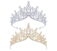 XFSRG 2 Pezzi Cristallo Tiara Donna Lusso Retrò Corona Brillante ed Elegante Adatto per Balli Feste Compleanni Banchetti