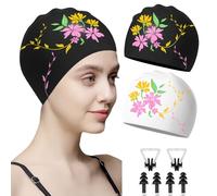 XFSRG 2 Pezzi Cuffia Piscina Donna Stampe Colorate Vestibilità Morbida alta Elasticità Impermeabile Antiscivolo per Piscina Spiaggia Allenamento di Nuoto