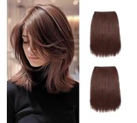 XFSRG 2 Pezzi Extension Capelli Veri Clip Extension per Capelli Invisibili e Senza Cuciture Estensioni Dei Capelli Corti per Capelli Corti che Diradano Donne (Marrone chiaro)