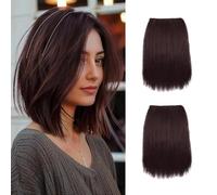 XFSRG 2 Pezzi Extension Capelli Veri Clip Extension per Capelli Invisibili e Senza Cuciture Estensioni Dei Capelli Corti per Capelli Corti che Diradano Donne (Marrone scuro)