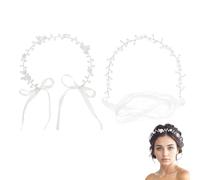 XFSRG 2 Pezzi Fascia Capelli Donna Comunione Estate Boho Perle Fiore Coroncina Principessa in Cristallo Cerchietto Comunione Bambina Accessori per Capelli Sposa Damigelle per Festa Matrimoni