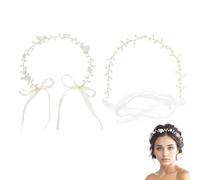 XFSRG 2 Pezzi Fascia Capelli Donna Comunione Estate Boho Perle Fiore Coroncina Principessa in Cristallo Cerchietto Comunione Bambina Accessori per Capelli Sposa Damigelle per Festa Matrimoni