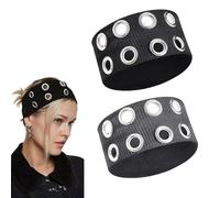 XFSRG 2 Pezzi Fascia Elastica per Capelli da Donna con Occhielli Fascia Larga Accessori per Capelli Y2K Ragazze Punk Grunge
